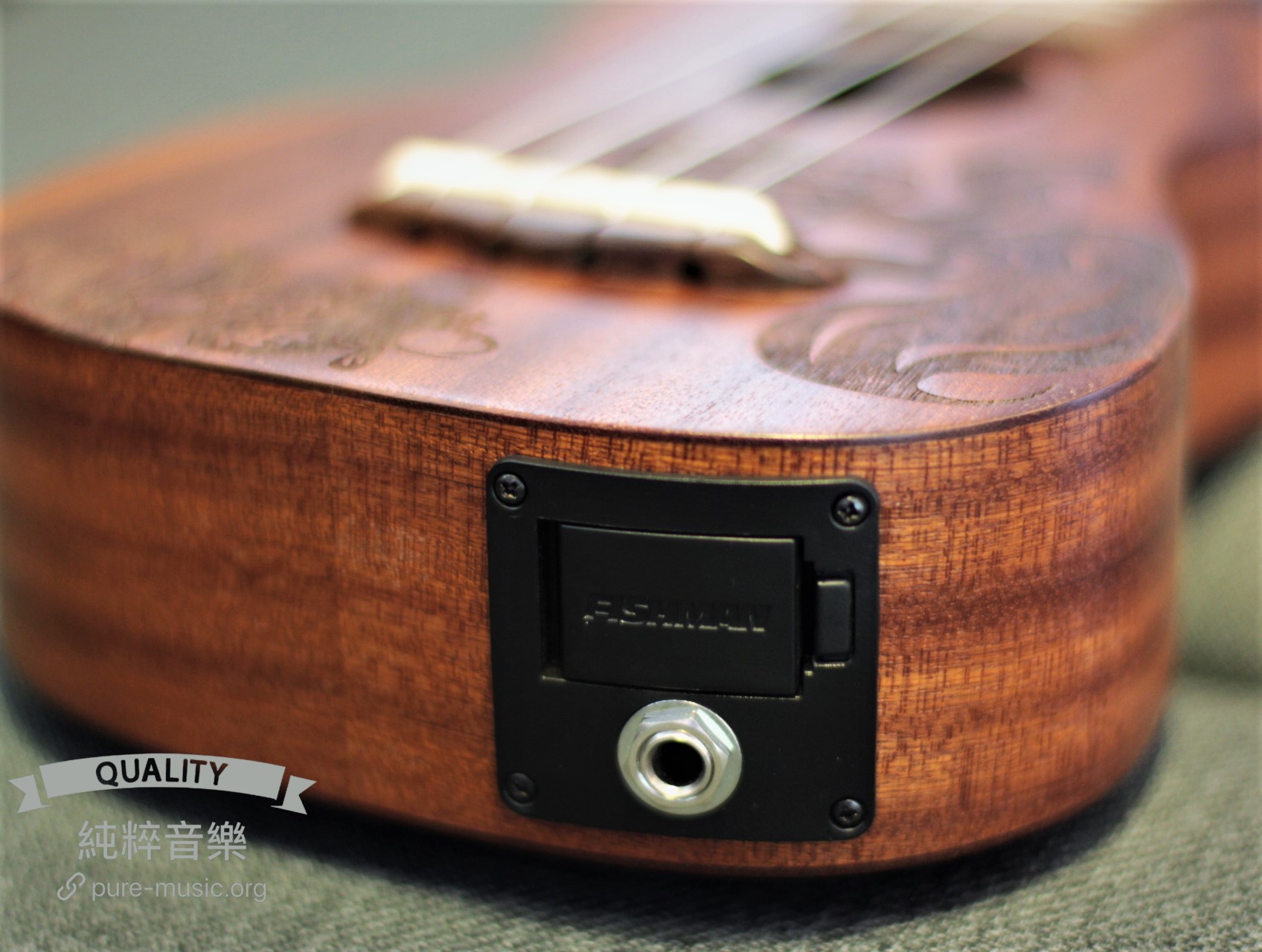 Rainie SCG-01-EQ 21吋烏克麗麗(可插電) 桃花心木 全單板 金魚雕刻:圖片 5